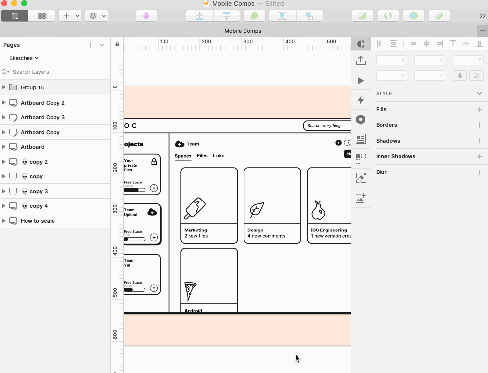 A gif showing how to toggle the interface in Sketch