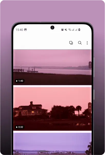 Image of a galery of videos in a phone OS
